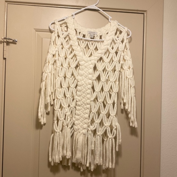 Boston Proper Tops - Cream stylish, woven, cutout sweater!